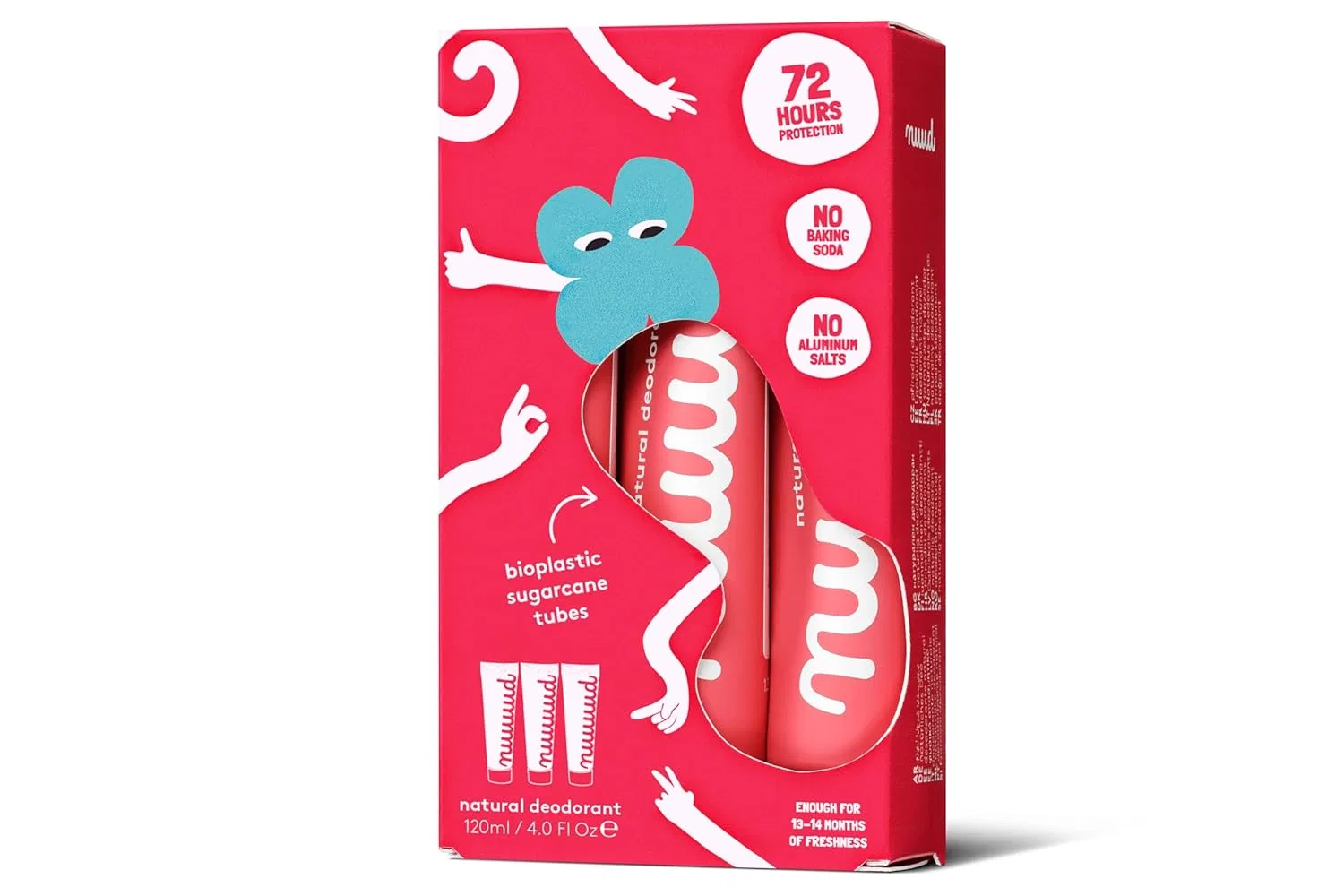 Дезодорант-крем веган Nuud, XXL Pack Red, 3x40мл
