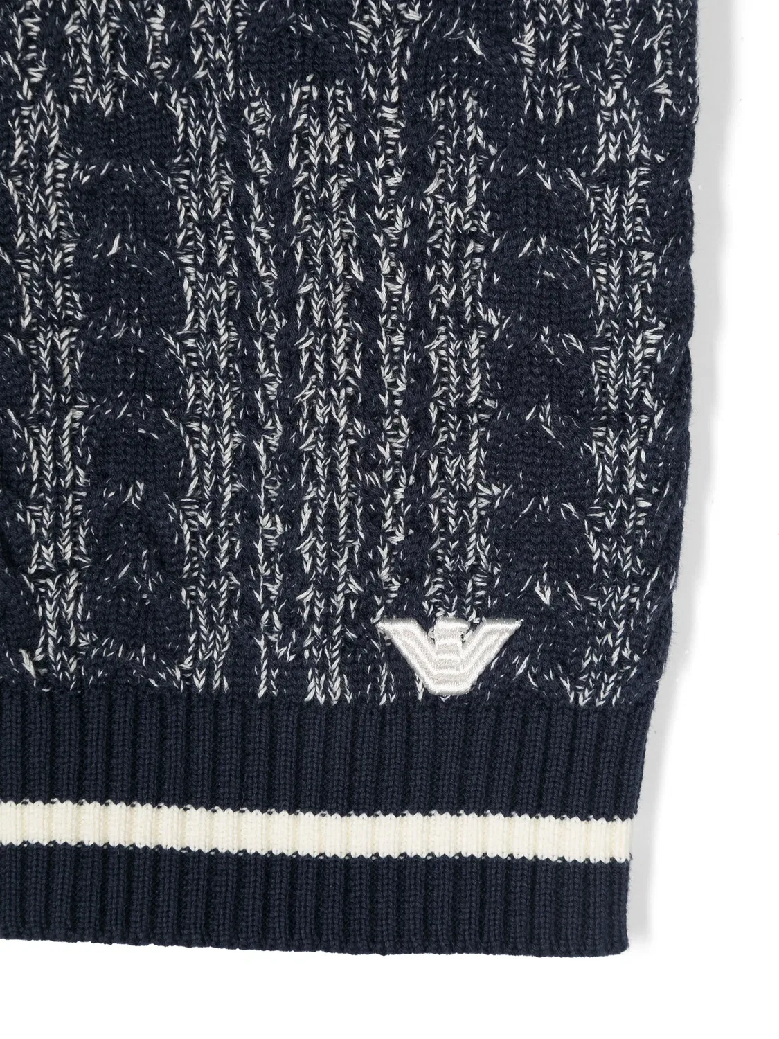 Мини-платье с узором «косы» и V‑вырезом EA7 Emporio Armani, темно-синий — фото 3