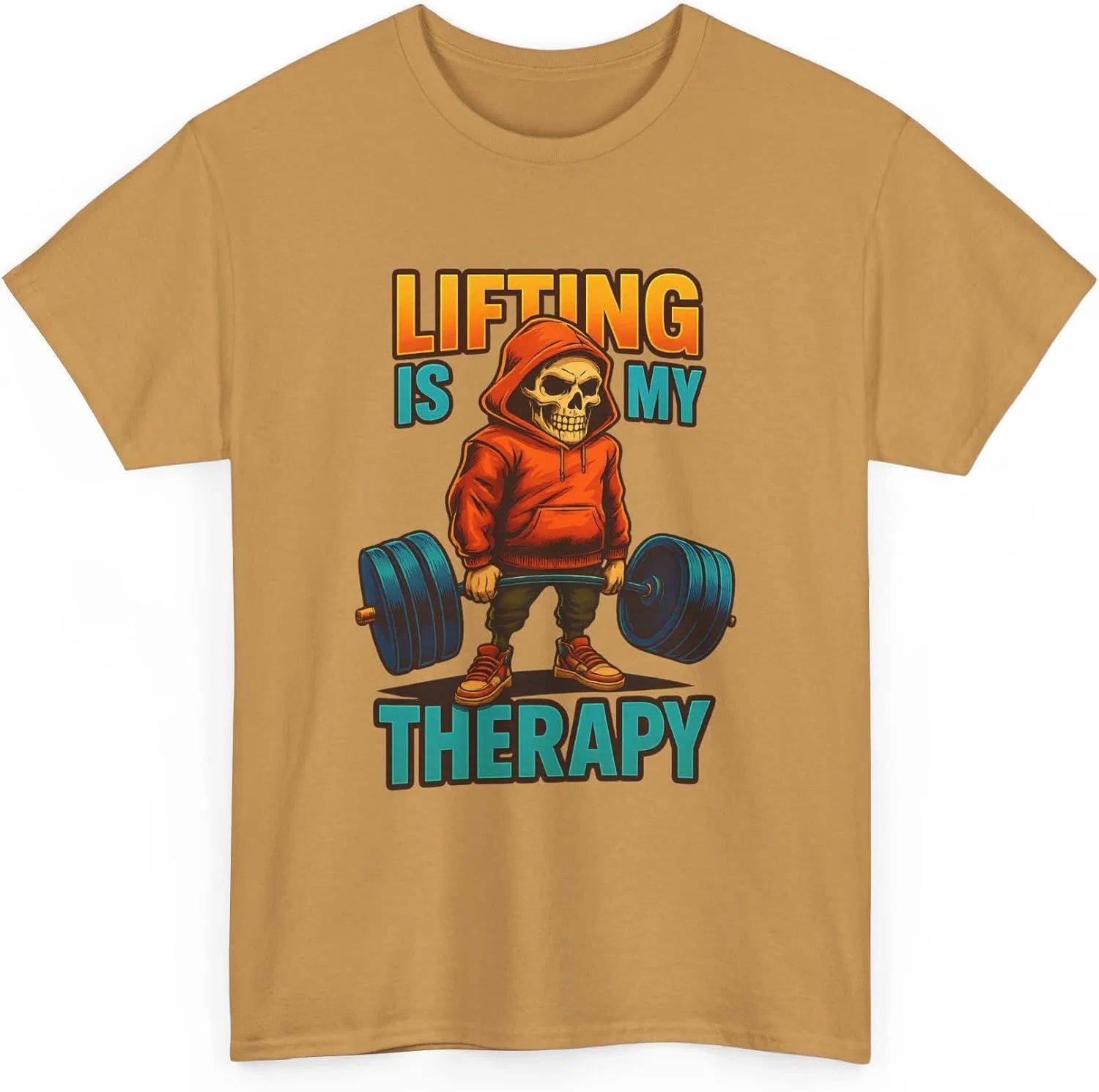 Унисекс футболка с принтом Lifting Is My Therapy, Old Gold — фото 2