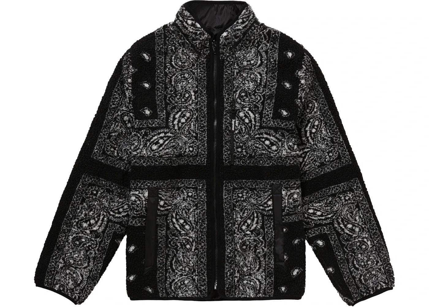 Мужская куртка из флиса с принтом Supreme Reversible Bandana Fleece Jacket, Black
