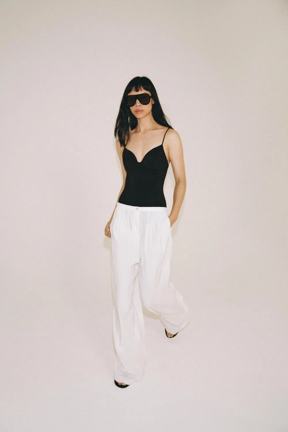 Боди с вырезом в форме сердечка ZARA, Black