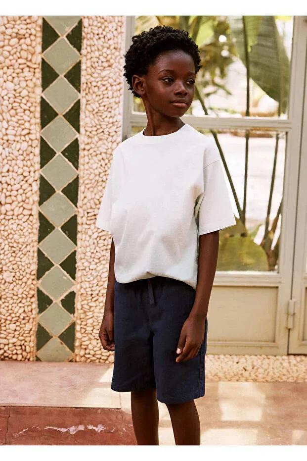 Детские шорты для мальчиков льняные Mango Kids, Navy Blue — фото 3