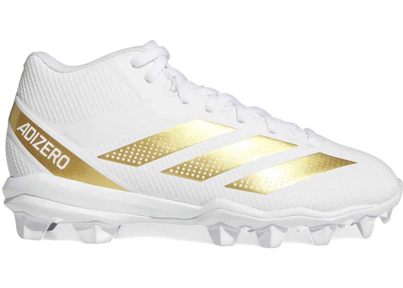 Детские бутсы Adizero Impact.2 Molded Rubber от Adidas, Cloud White Gold Metallic