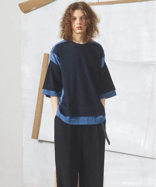 Детская футболка оверсайз с принтом Different Materials Docking Prime-Over Dry Waffle MAISON SPECIAL, Blue — фото 4