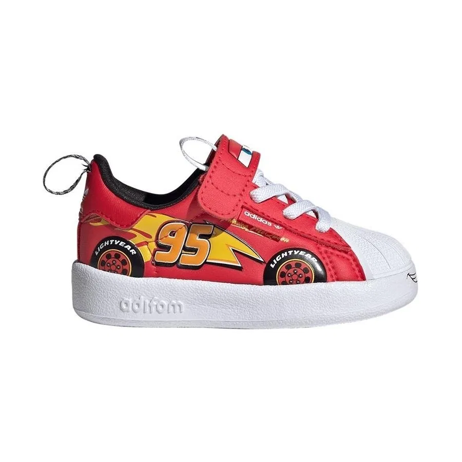 Кроссовки детские с принтом Lightning McQueen adidas Superstar 360, Красный