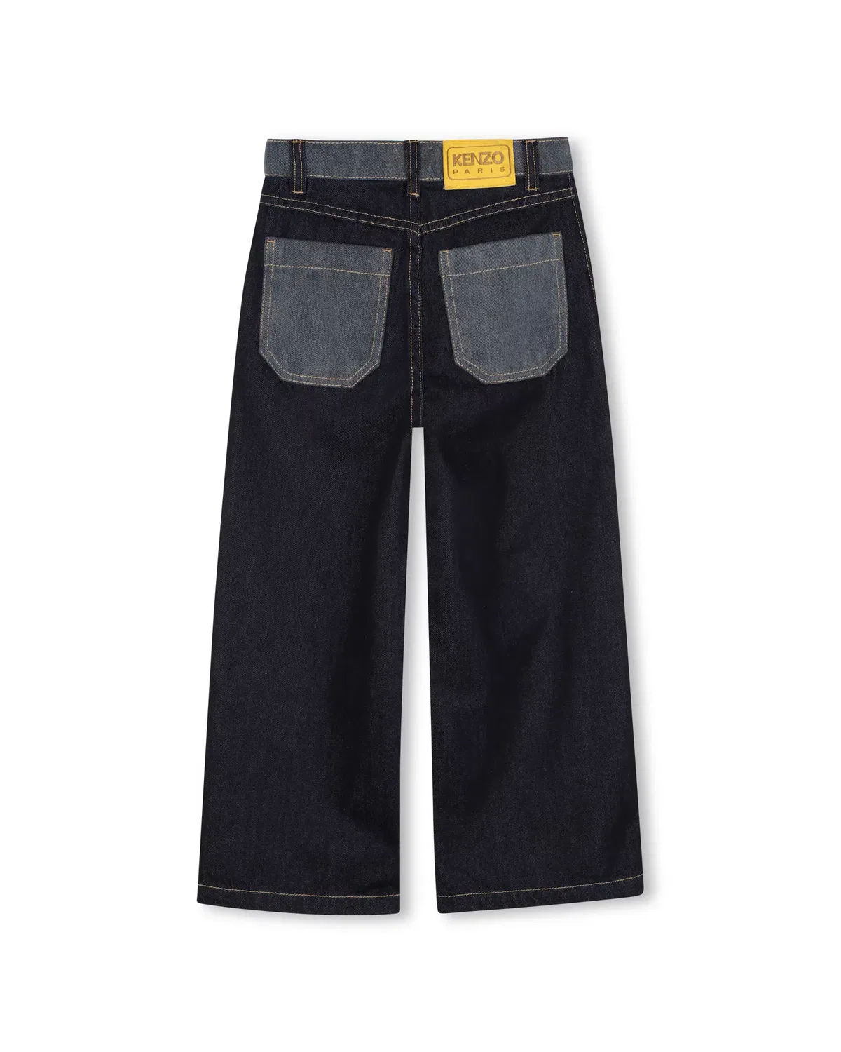 Детские джинсы для девочек хлопковые Vaquero de niña liso Kenzo Kids, Azul — фото 3