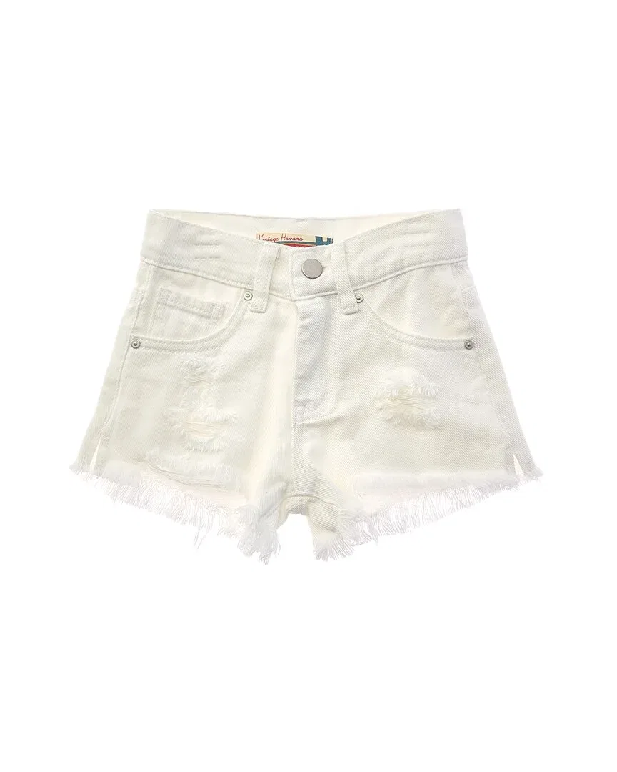 Детские джинсовые шорты с необработанным краем Vintage Havana Distressed Denim Short, White