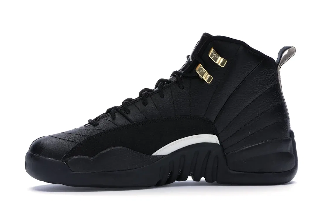 Детские кроссовки с высоким верхом Jordan 12 Retro The Master Jordan, Black/Rattan-White-Metallic Gold — фото 3