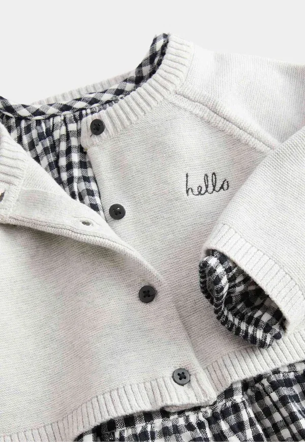 Комплект из 3 предметов: кардиган, топ и брюки с узором в клетку Gingham Set, Marks & Spencer, Charcoal Mix — фото 3