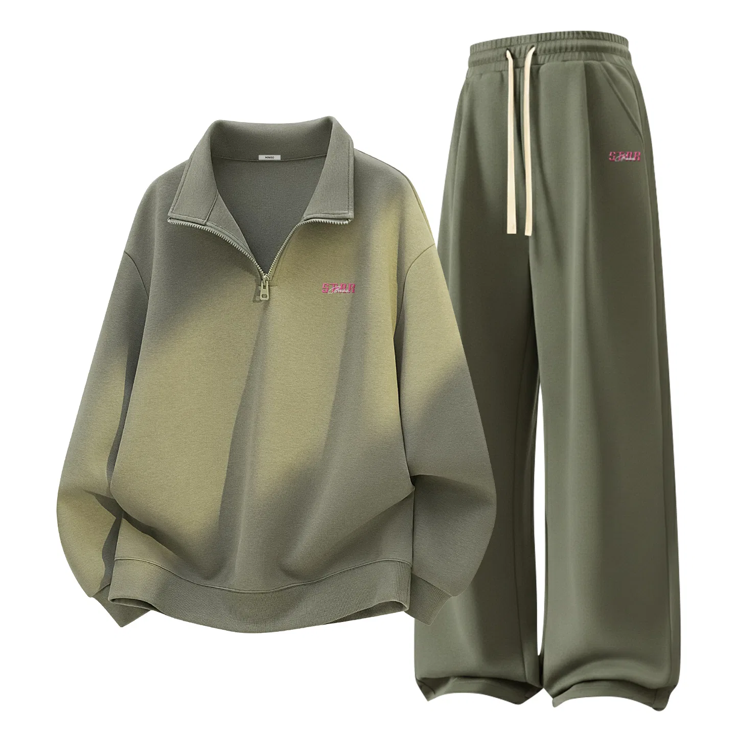 Детский комплект свитшотов с полуводолазкой MINISO, Gray Pea Green+Gray Green