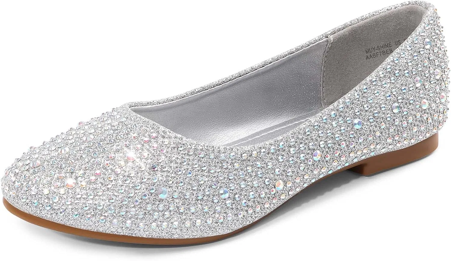 Детские балетки для девочек DREAM PAIRS, Muy-Shine-Silver Glitter