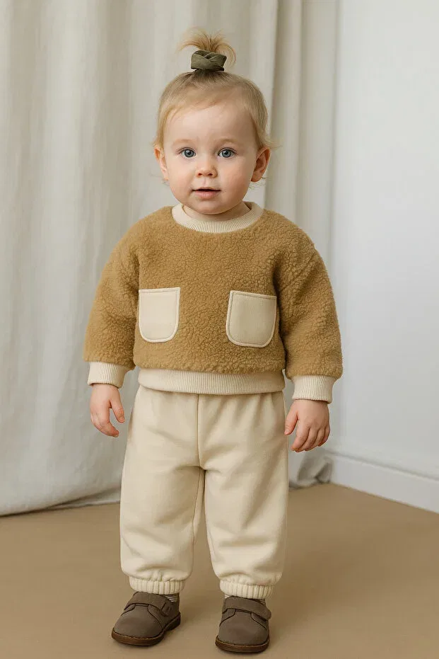 Детский комплект свитшота и штанов из плюшевой ткани Rg Kidsstore, Stone
