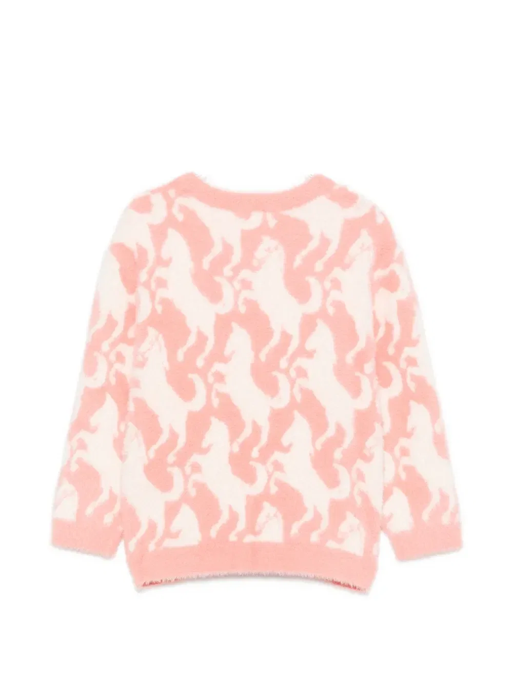 Джемпер с длинными рукавами и лошадиным интарсийным узором Stella Mccartney Kids, розовый — фото 2