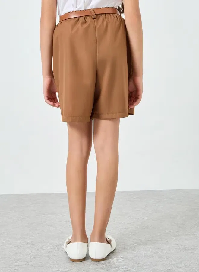 Шорты с ремнем Girls woven shorts Styli, коричневый — фото 3