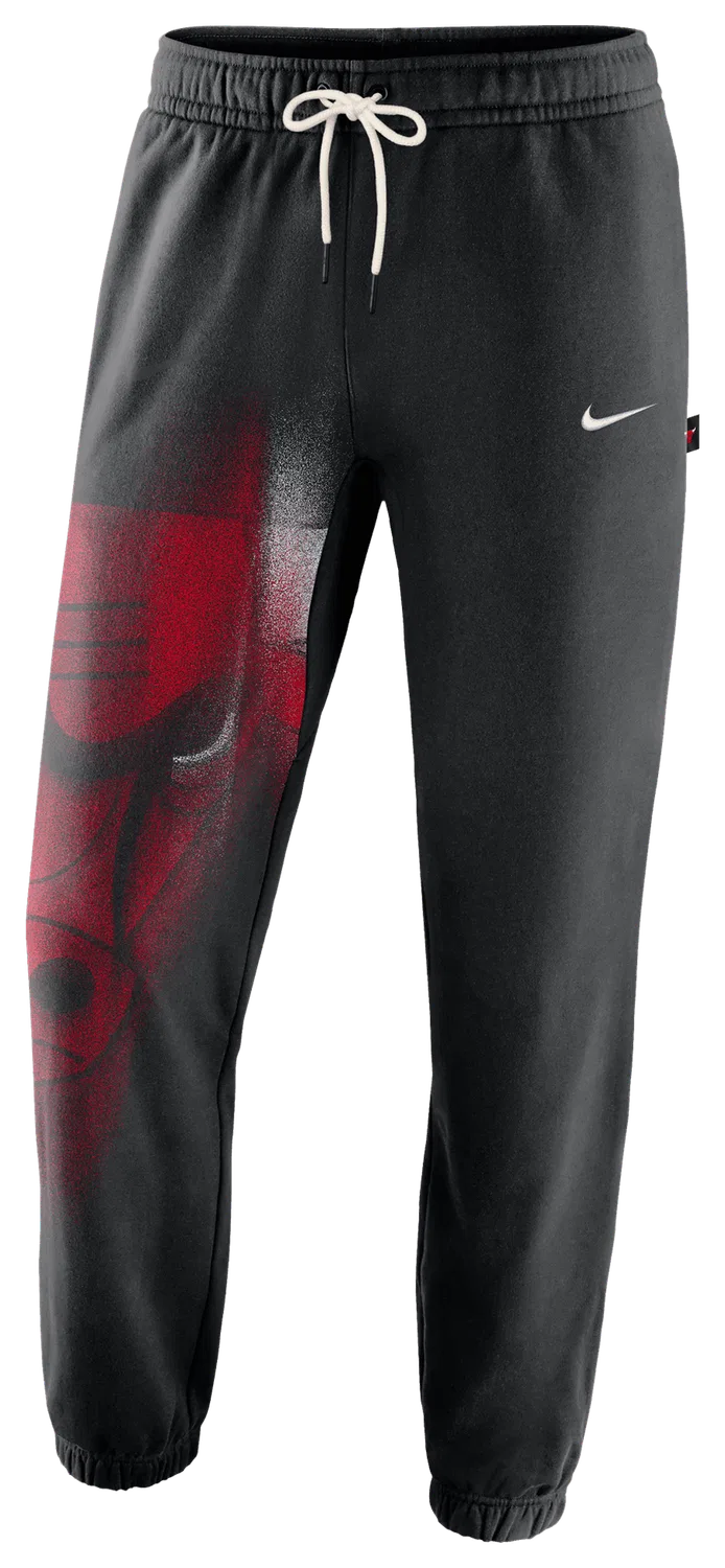 Мужские штаны на флисе с технологией Therma-FIT Bulls Basketball Icon Nike, черный/белый — фото 3