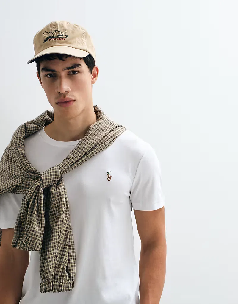 Футболка Polo Ralph Lauren Icon Logo с коротким рукавом, облегающего кроя, из пима-кожи, белый
