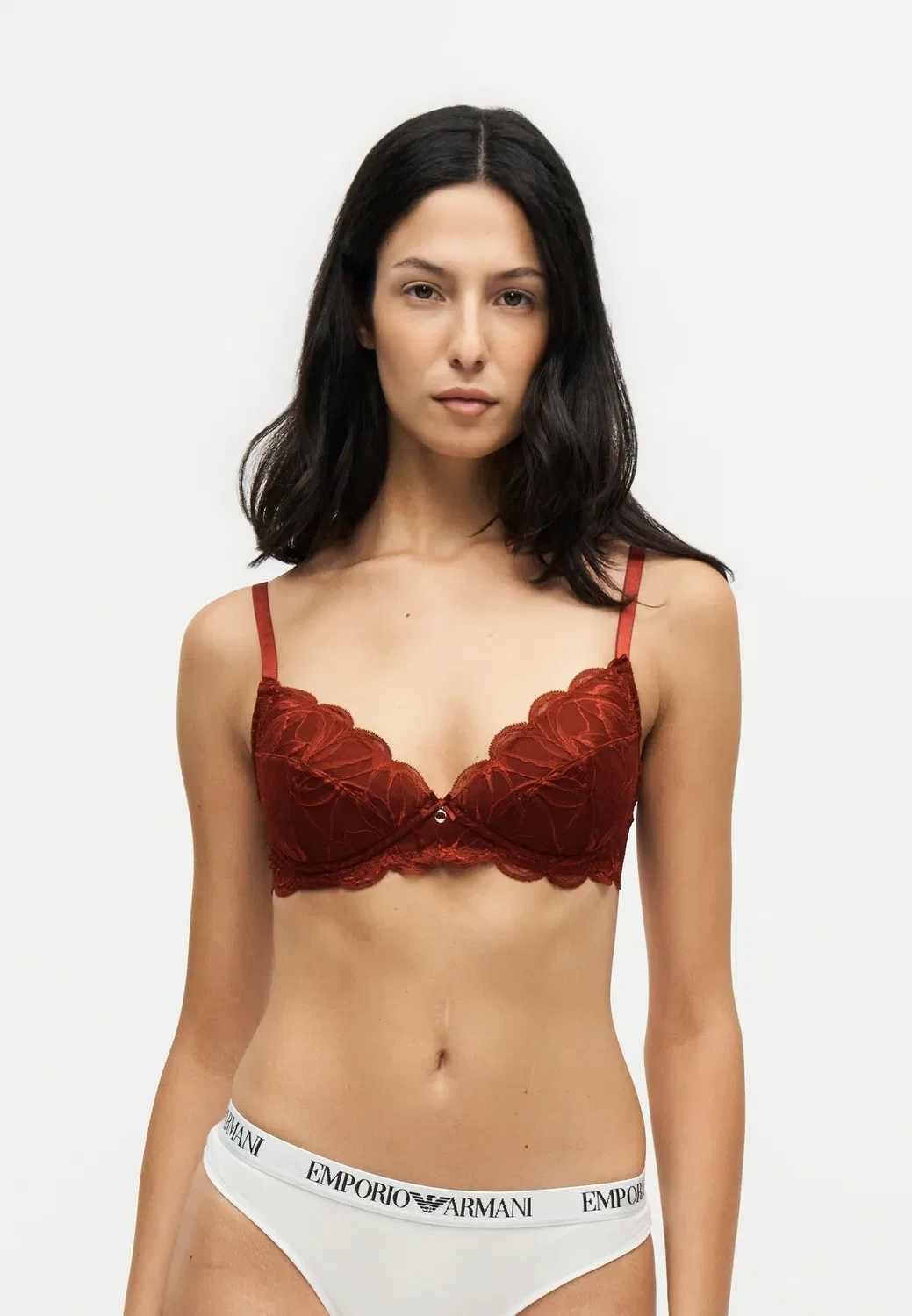 Бюстгальтер с чашечками Reggiseno imbottito - треугольный бюстгальтер Emporio Armani, Dark Red