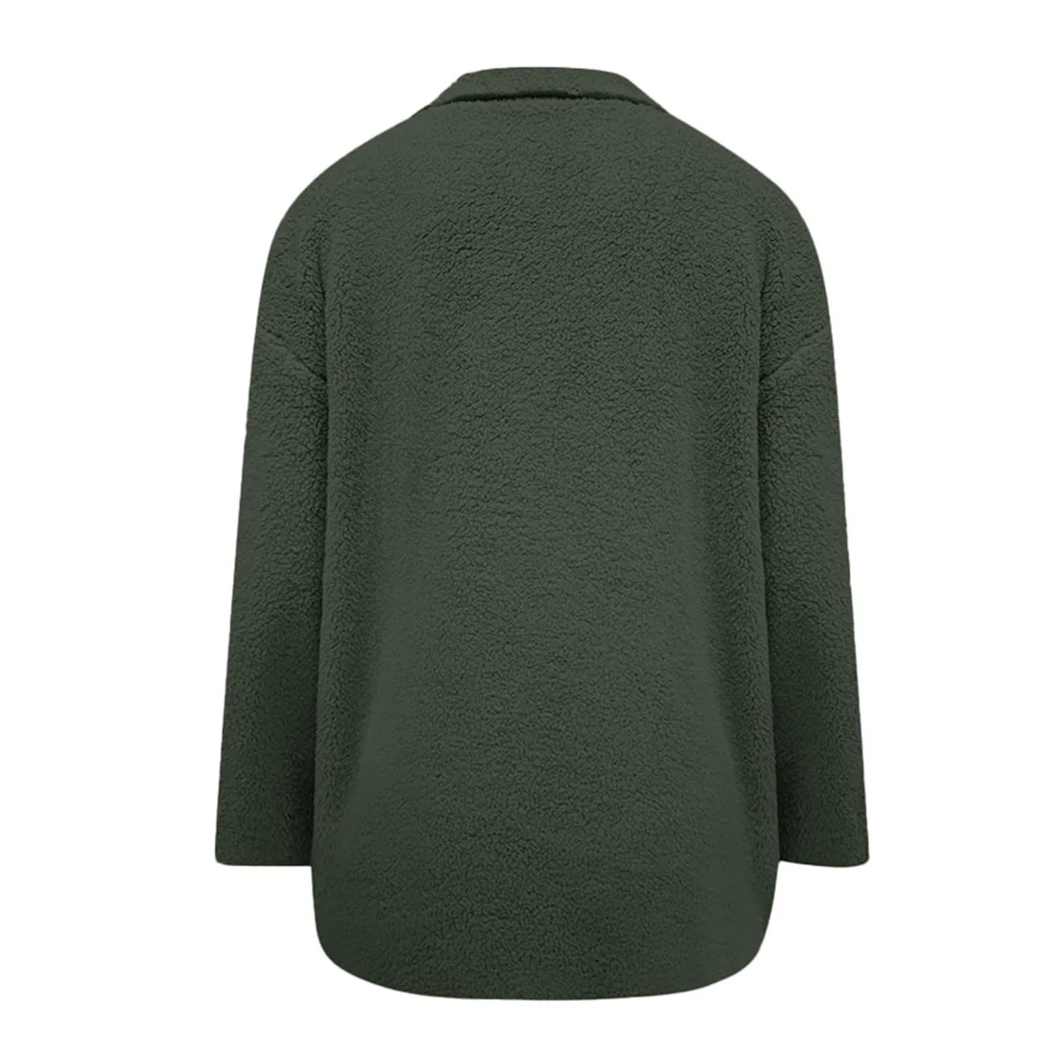 Женское пальто из флиса с воротником и карманами, длинное, с пуговицами, Winter Coats for Women, Verde — фото 4