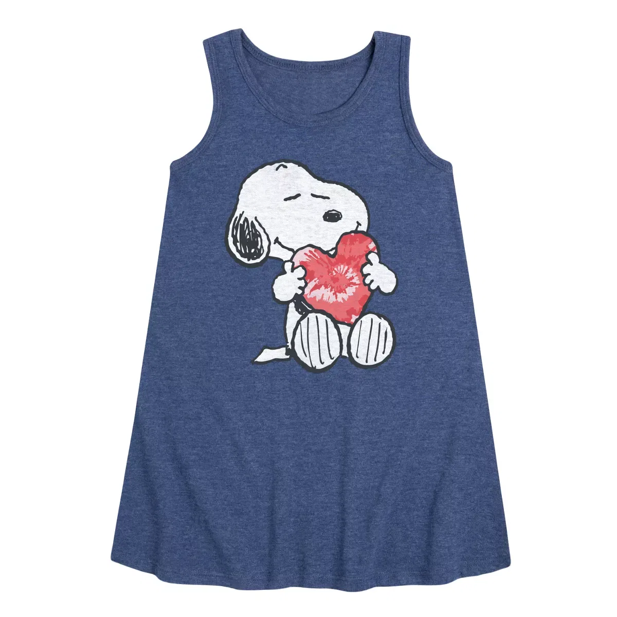 Детское платье-трапеция без рукавов Snoopy With Heart Peanuts, Heather Navy