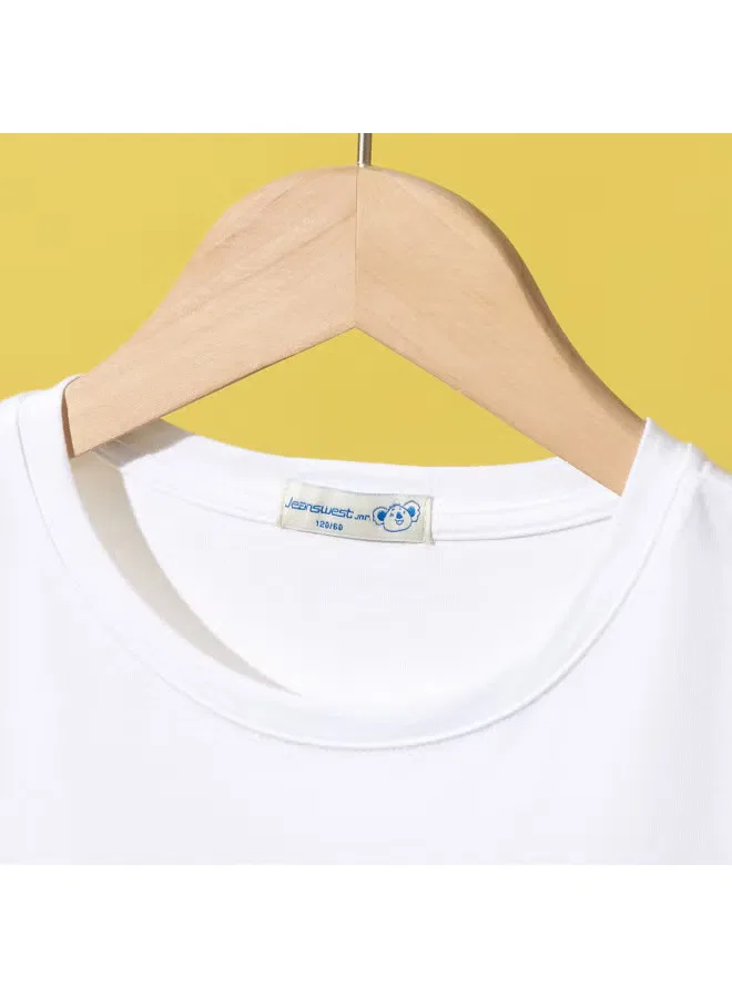 Комплект футболка и штаны с принтом сердечек для девочек Jeanswest, белый — фото 4