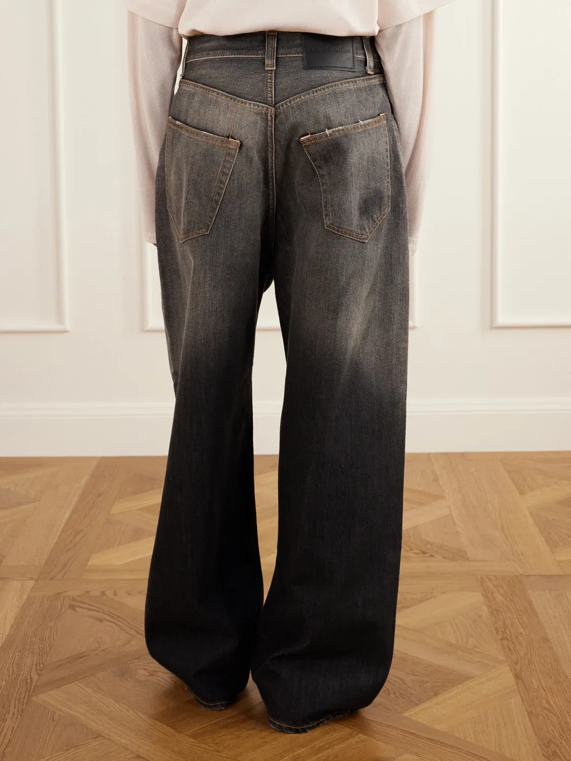 Джинсы с широкими штанинами и средней посадкой Acne Studios, черный — фото 4
