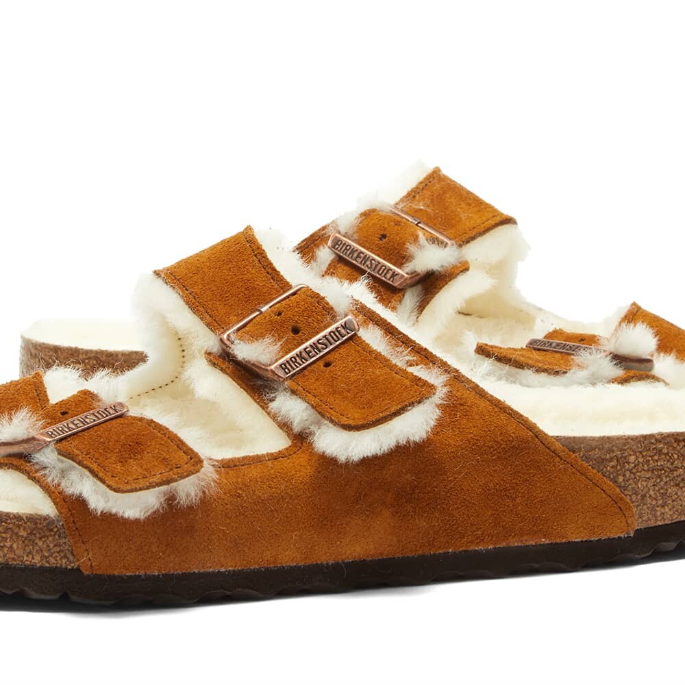 Сандалии Birkenstock Arizona Shearling Suede Leather, коричневый — фото 4