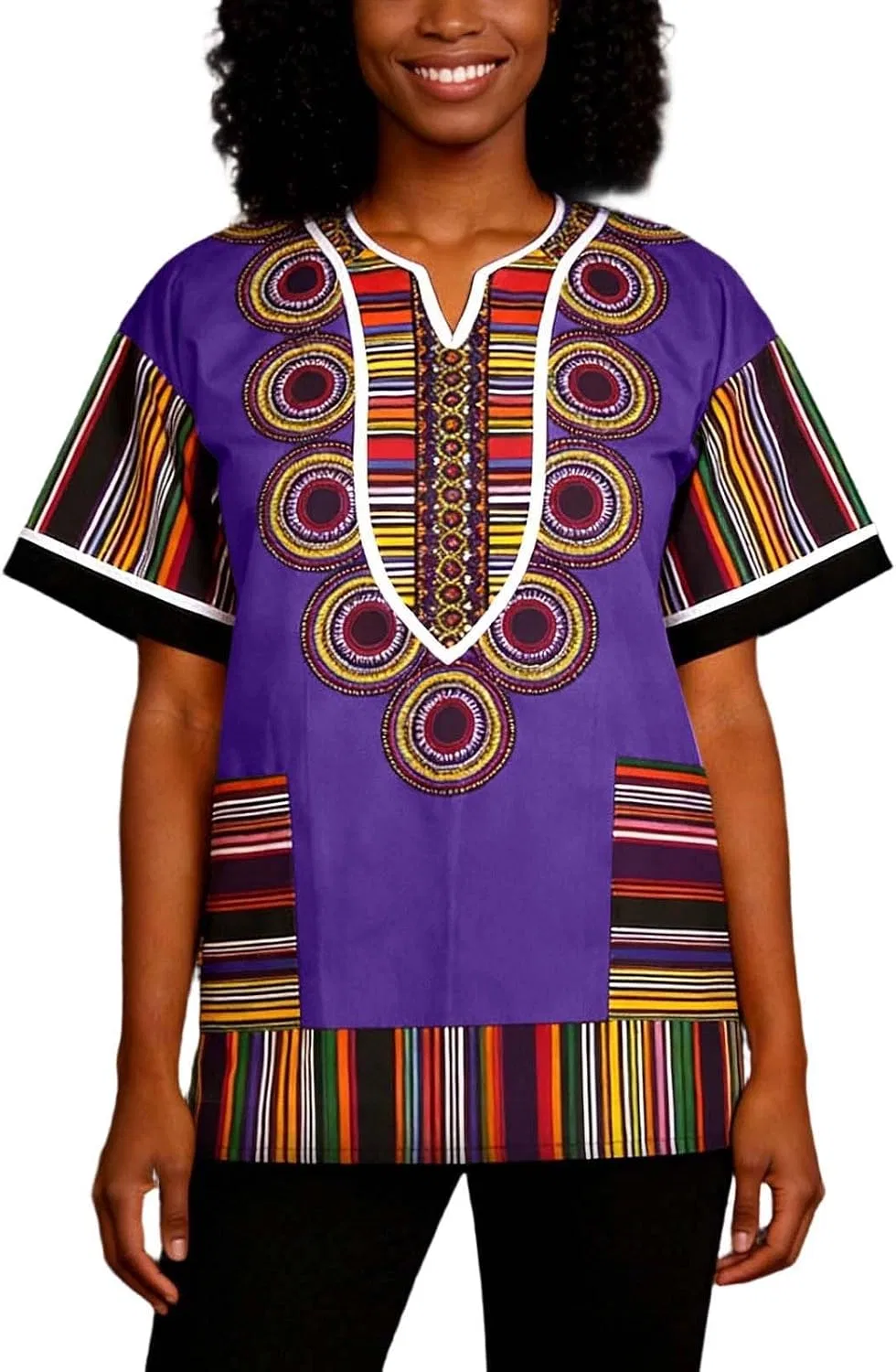 Женская туника с принтом Dashiki, фиолетовый — фото 4