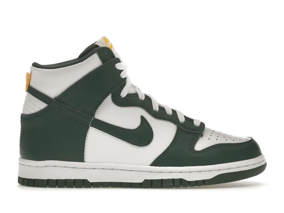 Детские кроссовки высокие с принтом Nike Dunk High Nike, Green/White/University Gold