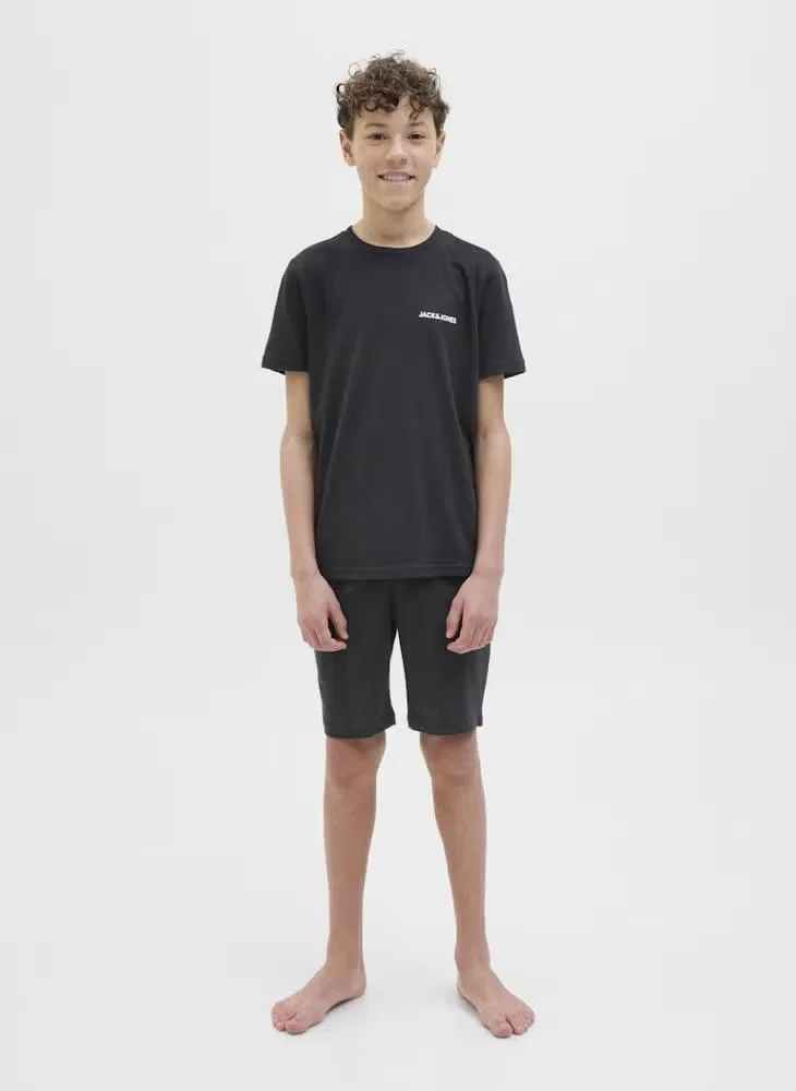 Jack & Jones Junior Комплект футболки и шорт с круглым вырезом, черный — фото 4
