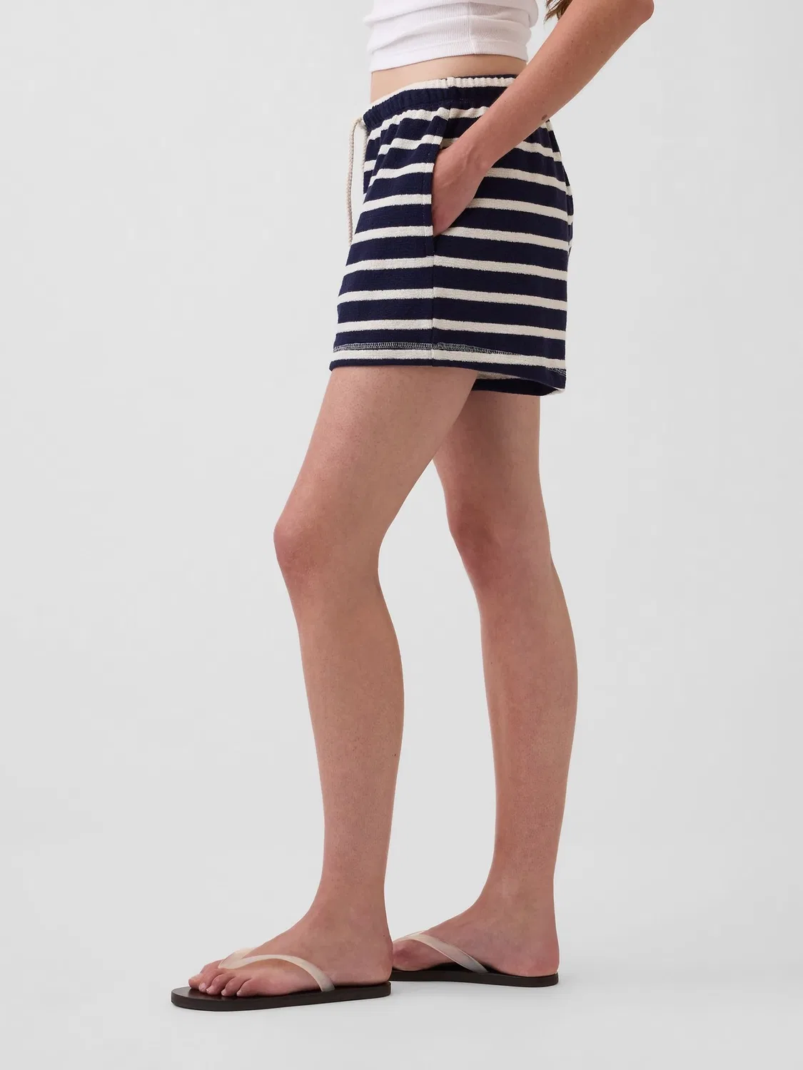 Шорты повседневные Towel Terry Relaxed Easy Shorts Gap, темно-синий — фото 3