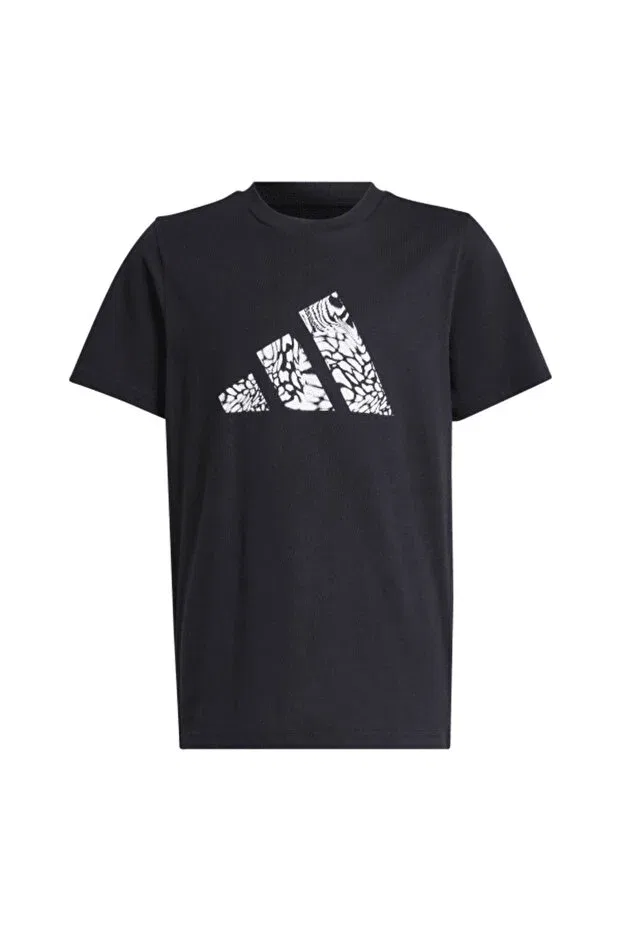 Детская футболка для девочек с принтом Animal-Print Graphic Adidas, Black — фото 2