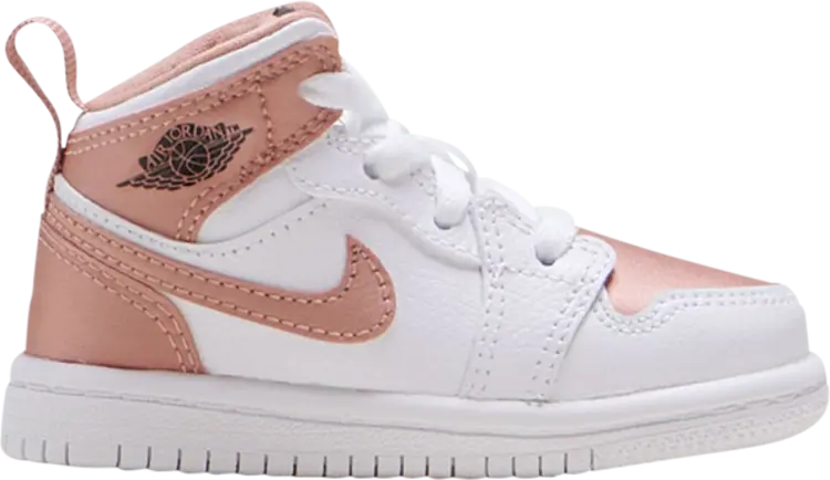 

Кроссовки Air Jordan 1 Mid TD White Rose Gold, белый