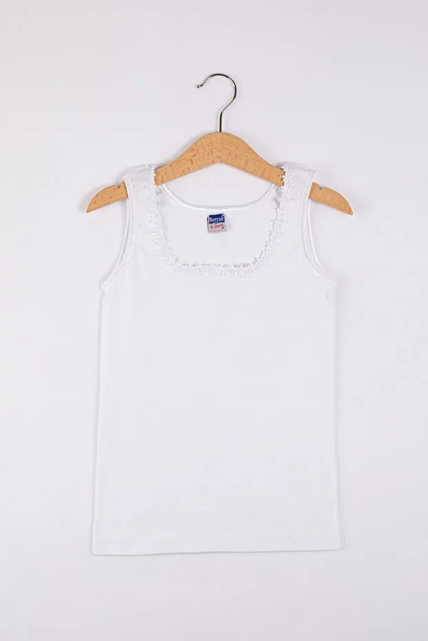 Детский топ для девочек с принтом 2506 pack of 6 girls ribbed daisy wide strap athlete m2r5l05v-1 Generic Brands, White