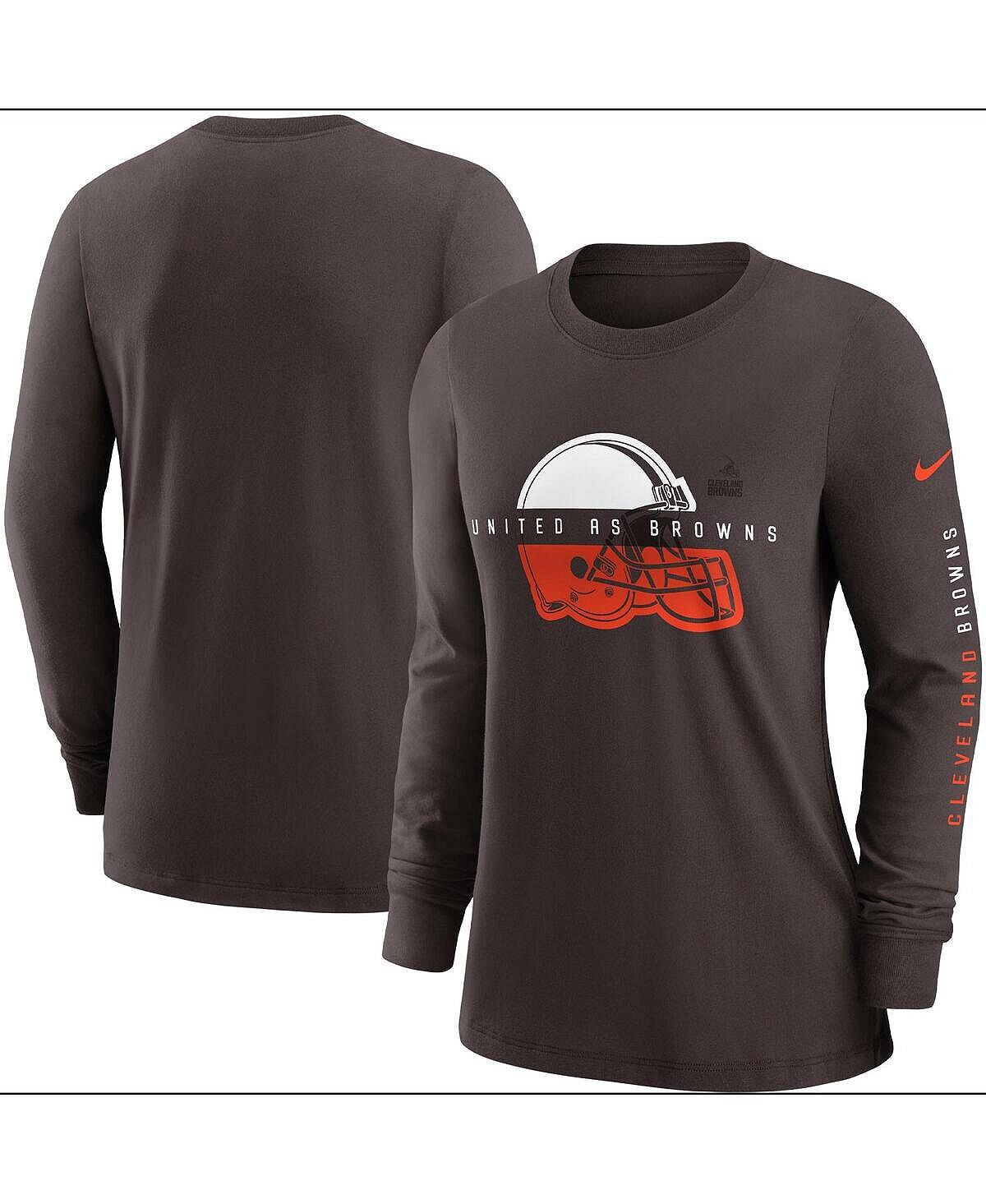 

Женская коричневая футболка с длинным рукавом cleveland browns prime split Nike, коричневый