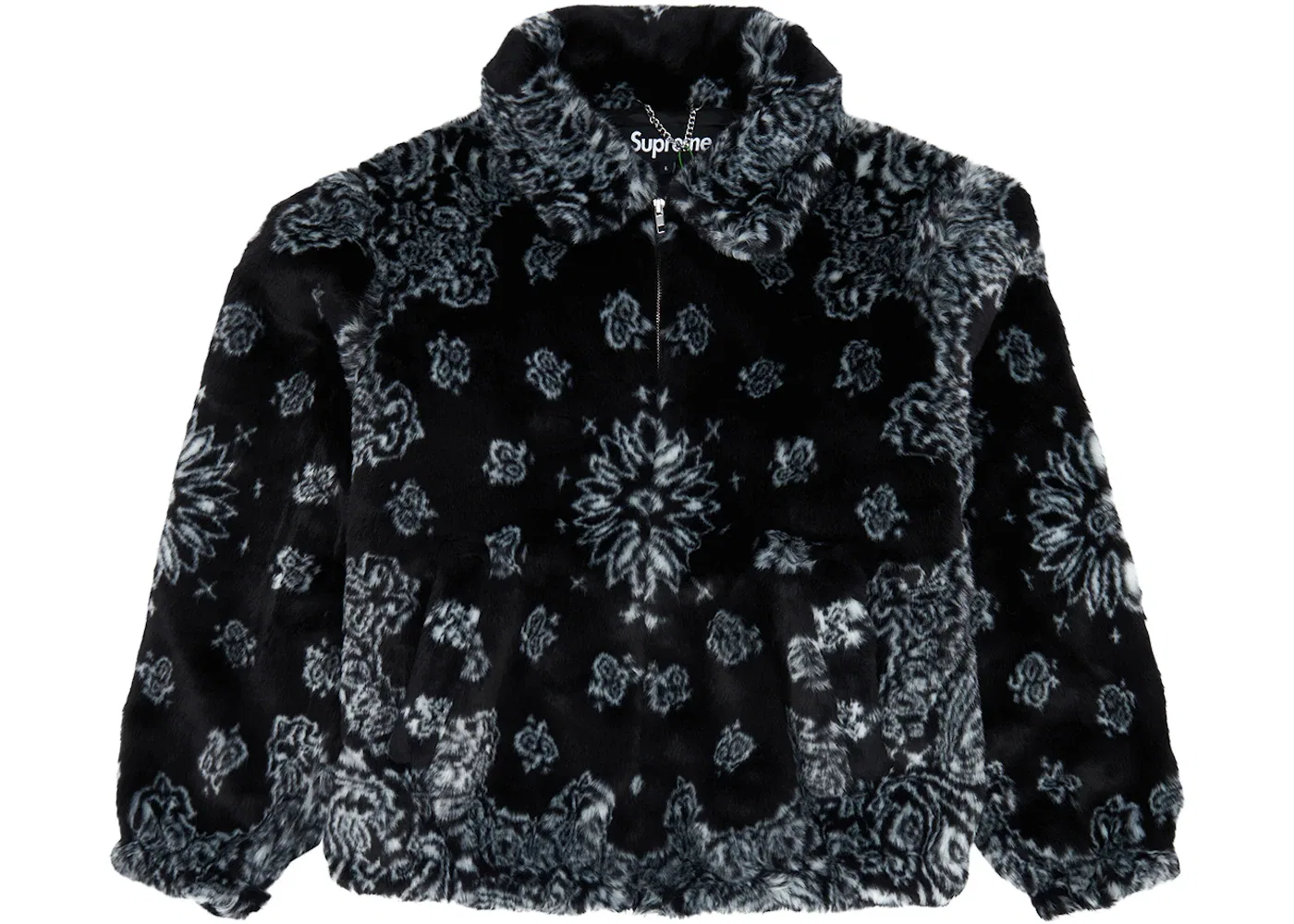 Мужская куртка-бомбер с принтом Supreme Bandana Faux Fur Bomber Supreme, Black