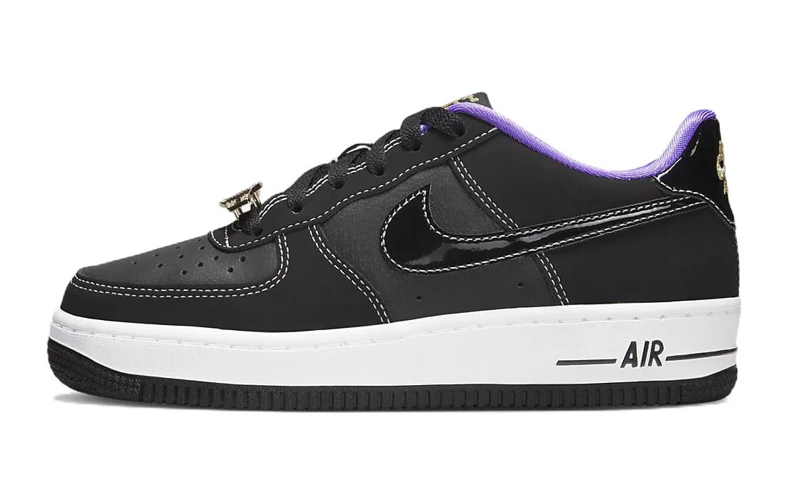 Детские кроссовки для скейтбординга с кожаным верхом Air Force 1 Low '07 LV8 World Champ Black Purple Nike, Black Purple
