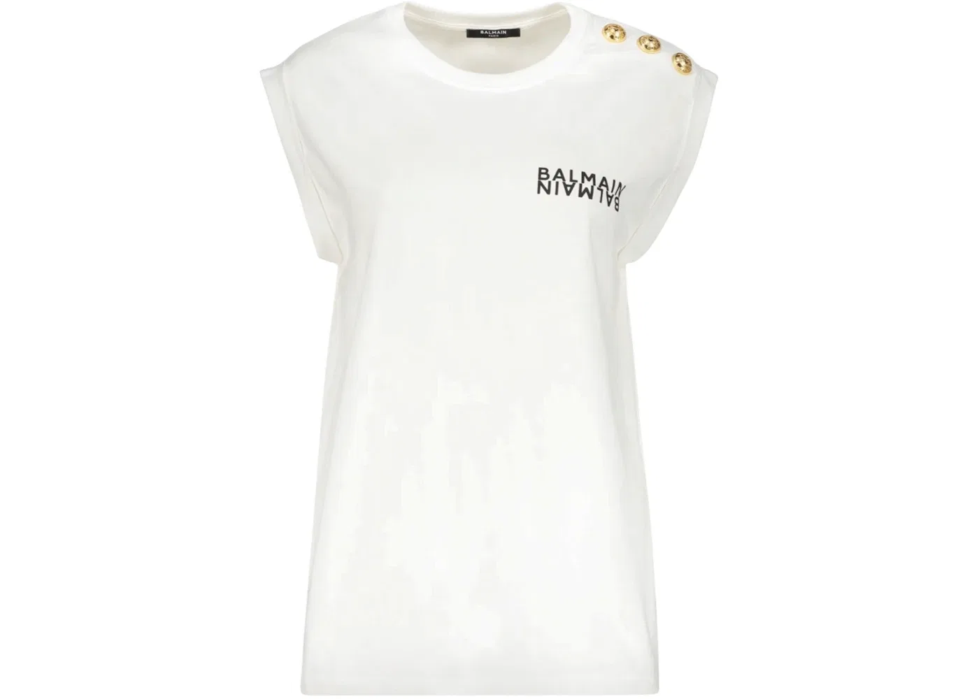 Женский топ без рукавов с логотипом Balmain, White