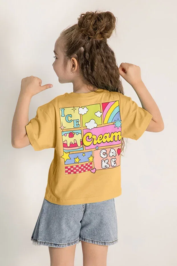 Детская футболка с принтом Dmb ice cream girl Dmb Kids, Orange — фото 3