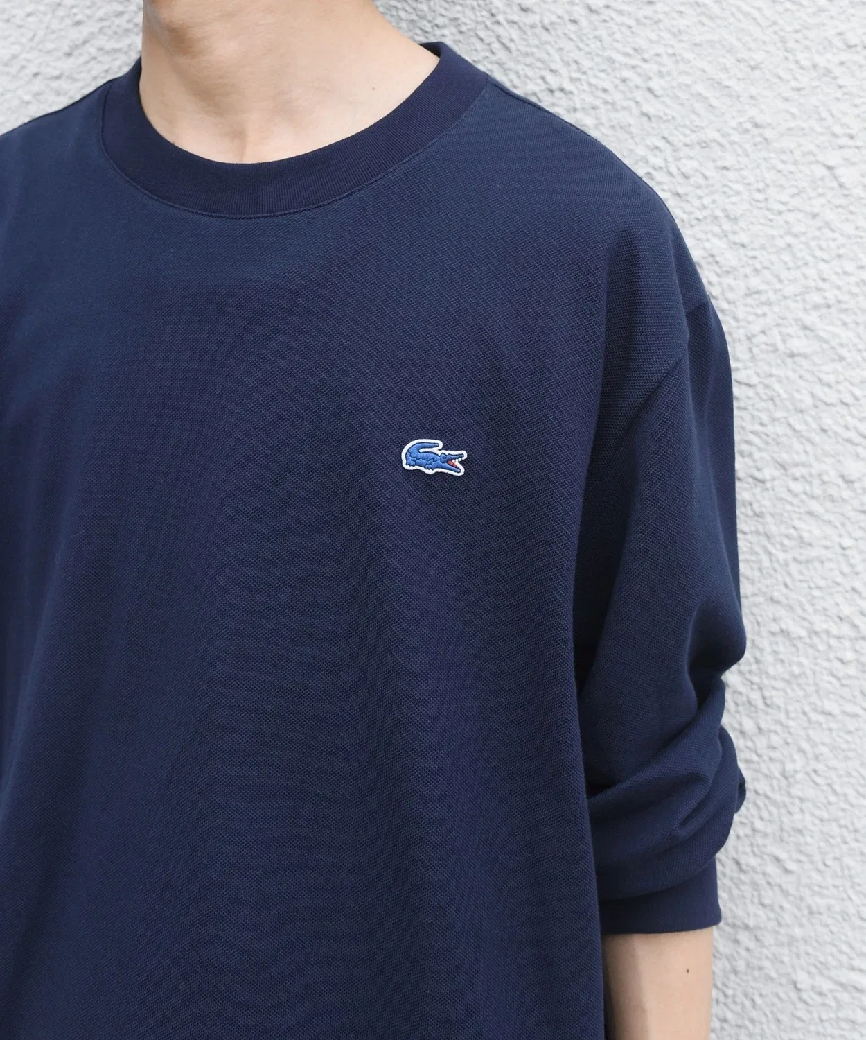 Мужская футболка с длинным рукавомс пике и фирменным крокодилом LACOSTE, Navy
