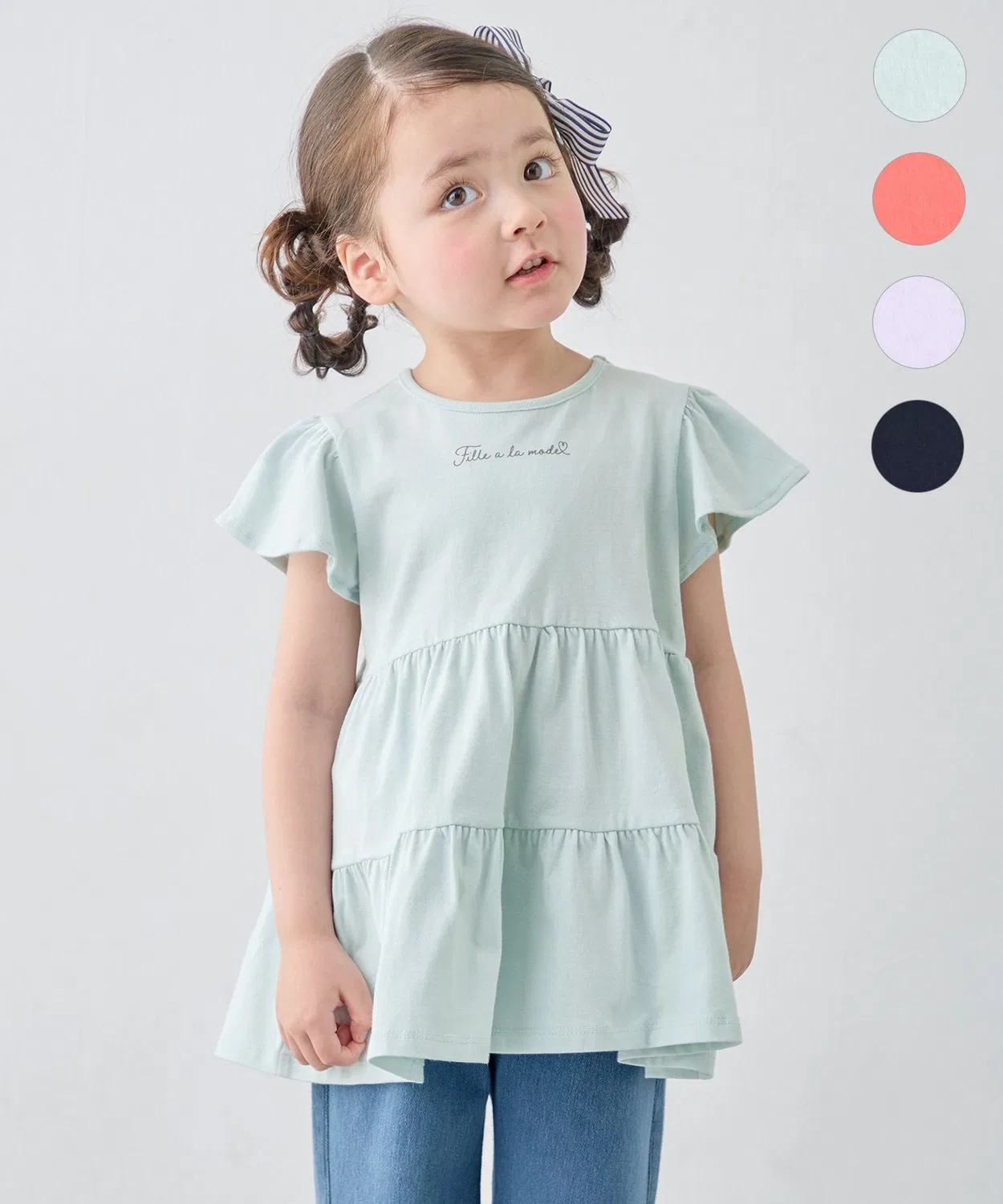 Детская футболка-туника с воланами Мятная ANY, Light Green