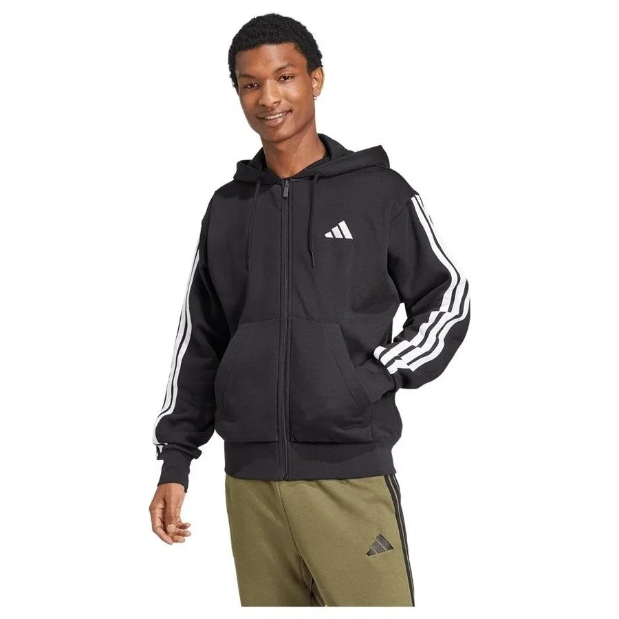 Мужской свитшот с капюшоном и молнией adidas, Черный — фото 2