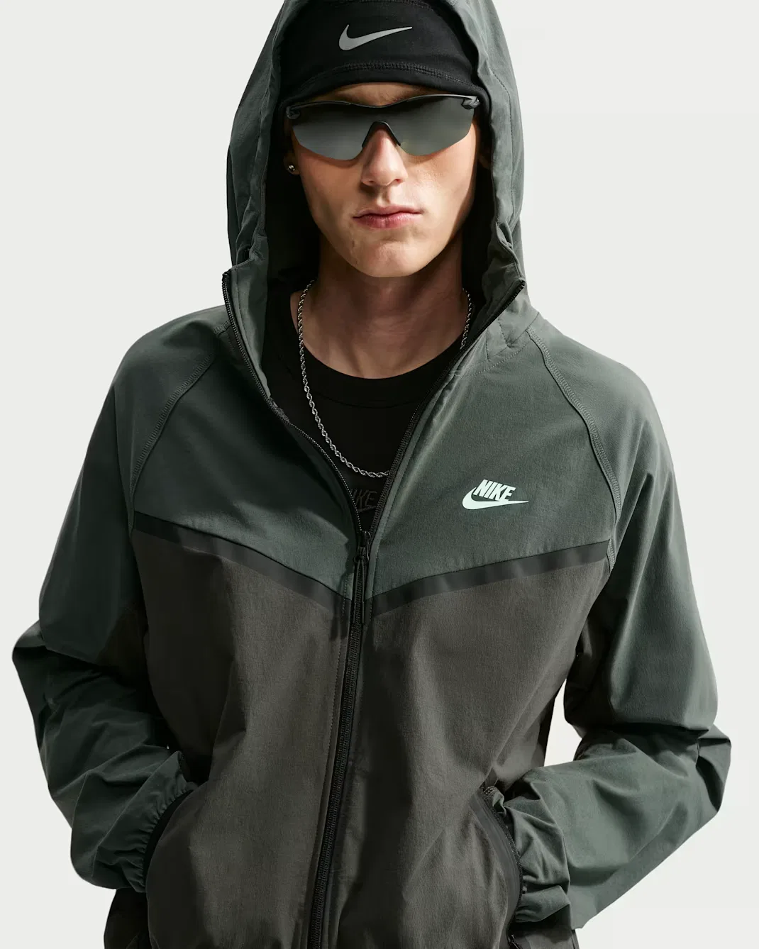 Мужская ветровка Dri-FIT Woven на молнии Nike Tech, Newsprint/Camo Green/Illusion Green — фото 3