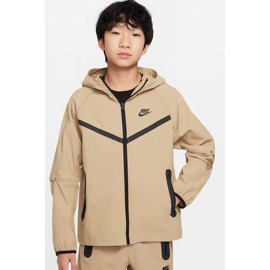 Детский свитшот с капюшоном и молнией Nike Sportswear Smooth Tech, Коричневый
