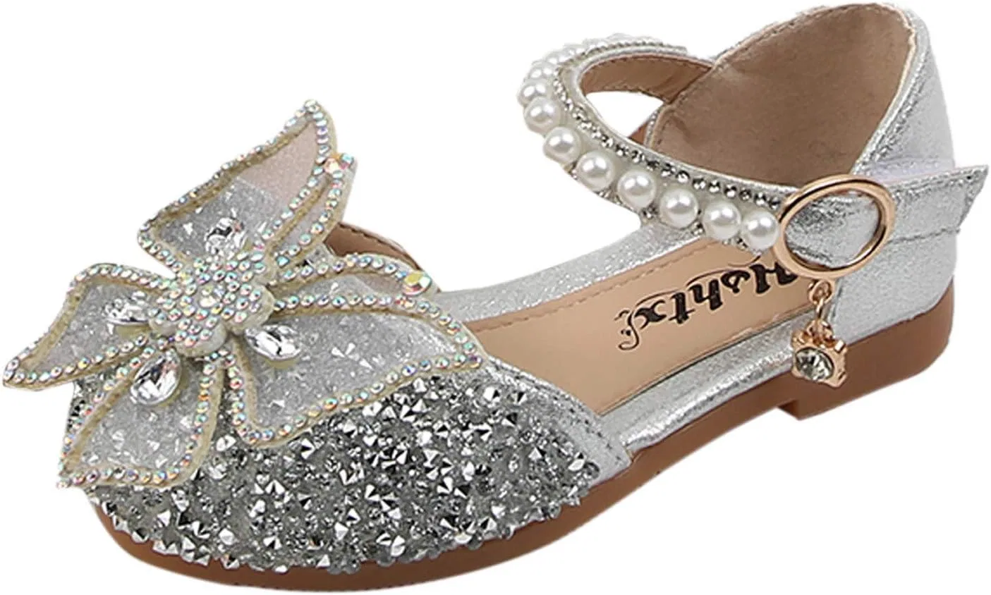 Детские туфли для девочек с принтом Rhinestone Butterfly Shoes, Silver