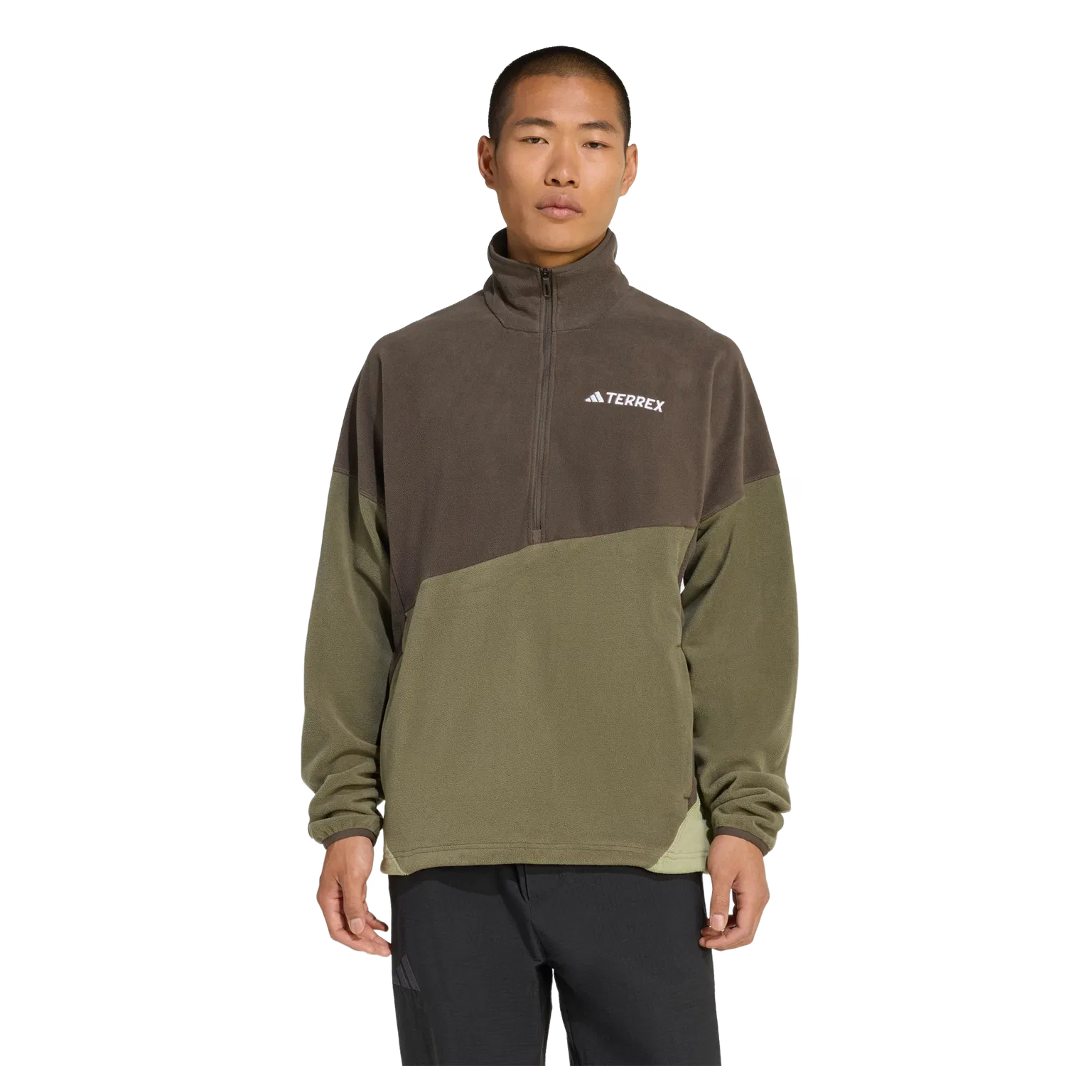 Мужской флисовый анорак с полузастежкой Adidas Terrex Multi Climawarm, зеленый — фото 2