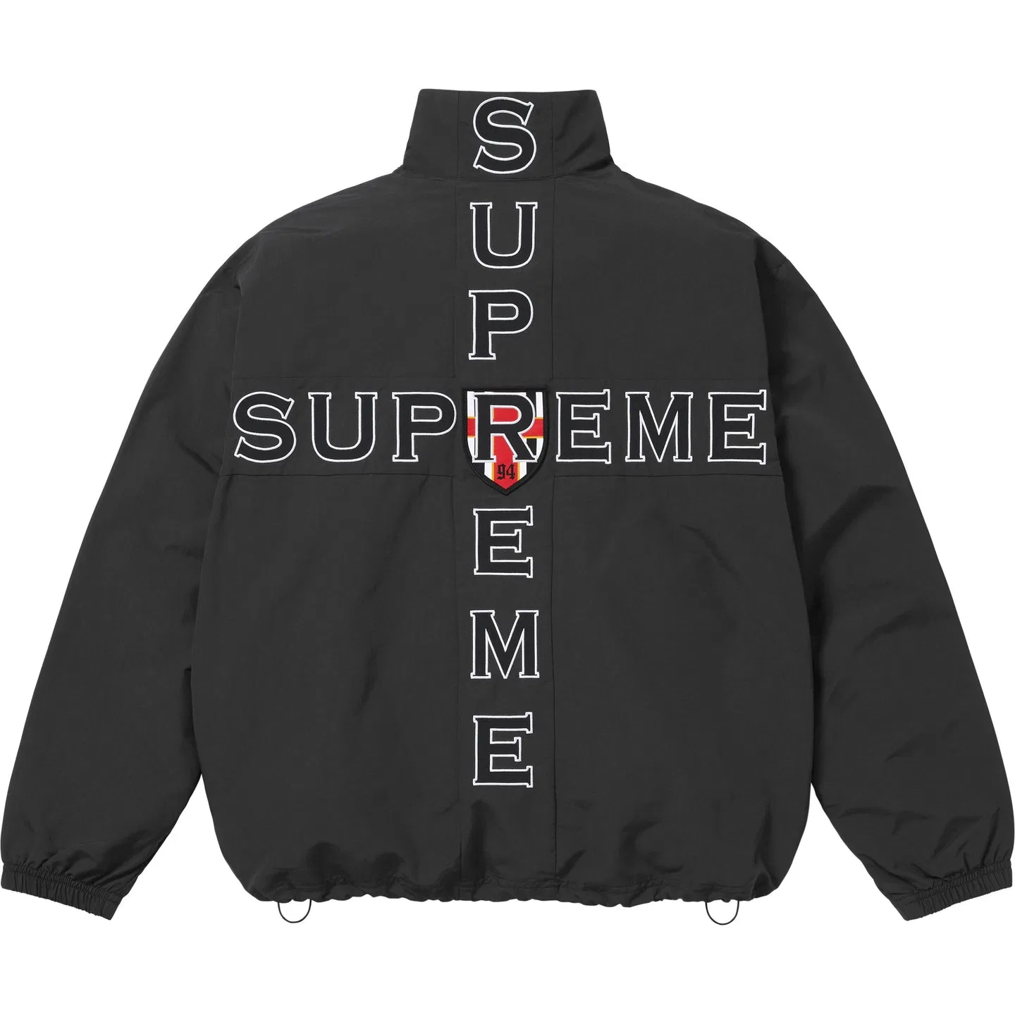 Детская куртка с воротником-стойкой, прямой крой, Supreme, Black