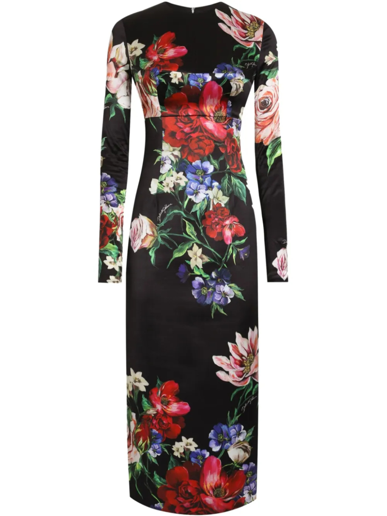 

Платье миди с цветочным принтом Dolce & Gabbana, черный