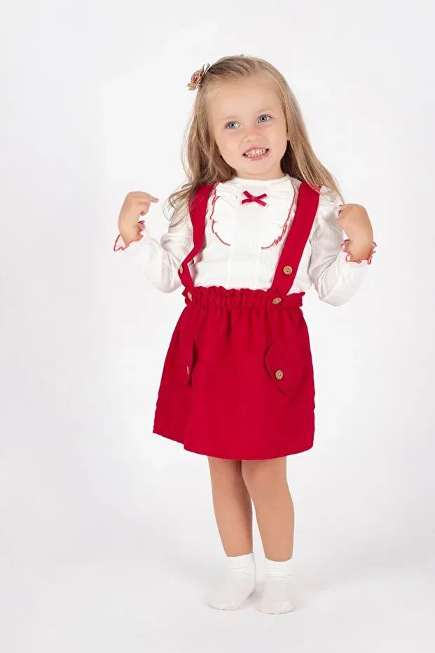 Детское платье для девочек с вышивкой Minigimin Cicileri, Red-62464
