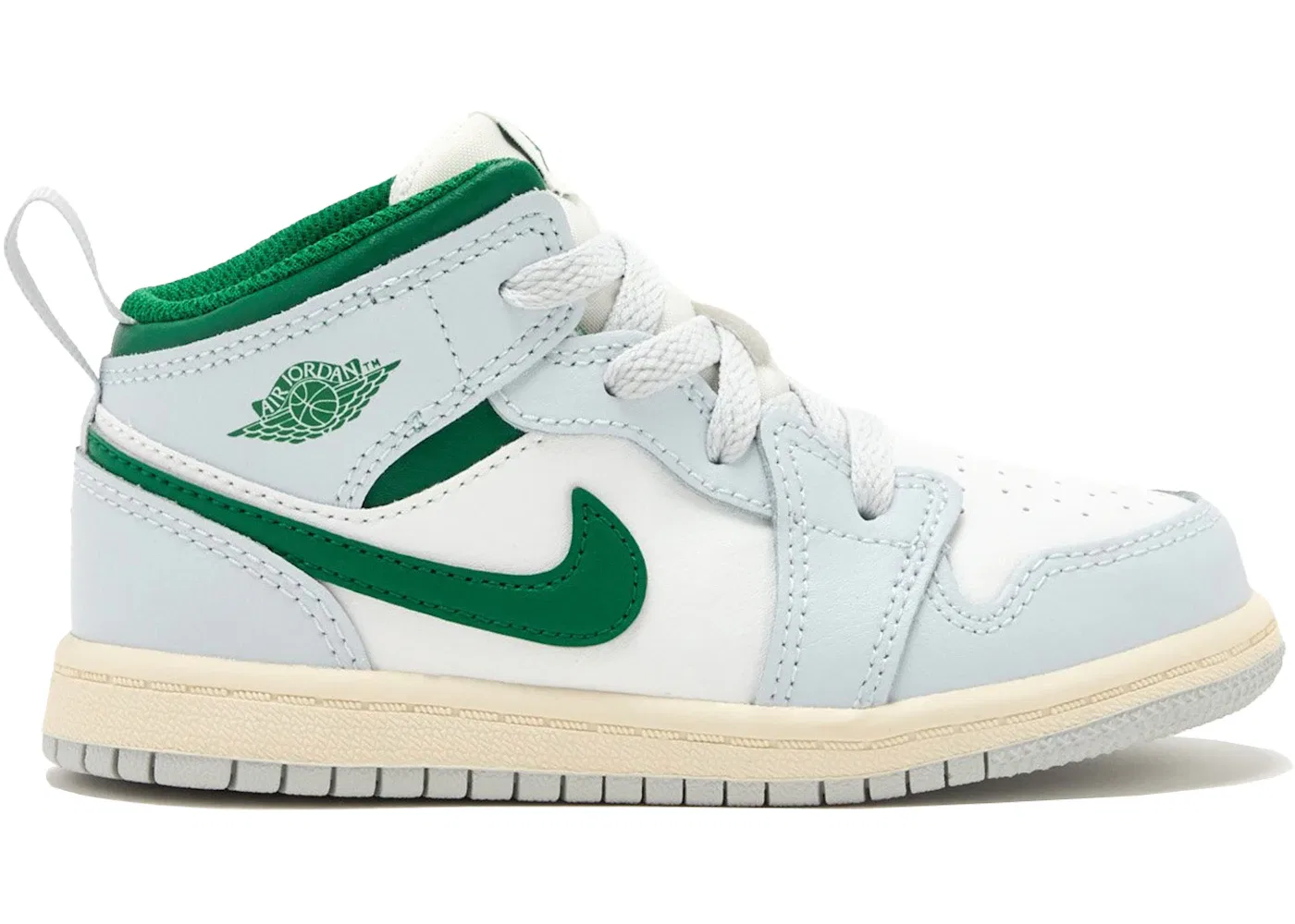 Детские кроссовки Lifestyle Summit White Pure Platinum Sail Pine Green Jordan 1 Mid Jordan, Summit White/Pure Platinum/Sail/Pine Green