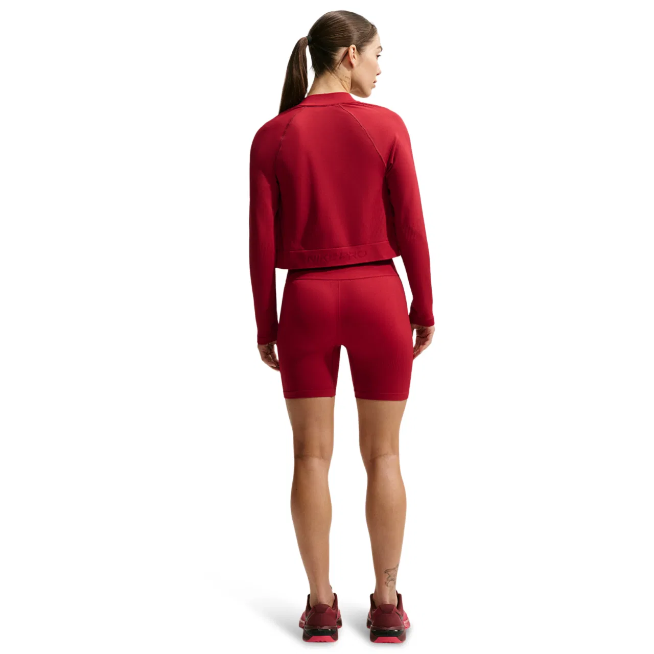 Женская футболка с длинным рукавом Nike Pro Dri-FIT Seamless FZ Midlayer, Tough Red — фото 4